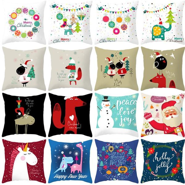 

cushion/decorative pillow cartoon printed christmas cushion xmas gifts 2022 decor for home merry ornament navidad pillowcase 45*45cm