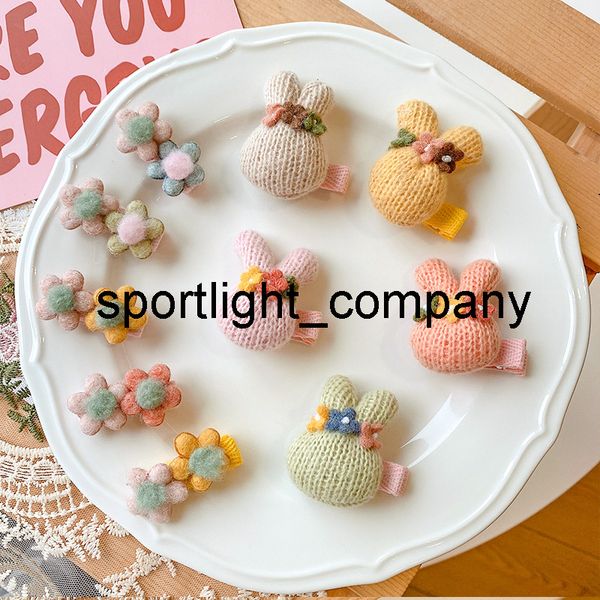 

2022 2 pcs/set baby girls cute colors knitting rabbit bow carrot ornament hair clips children sweet hairpins kids hair accessories, Slivery;white