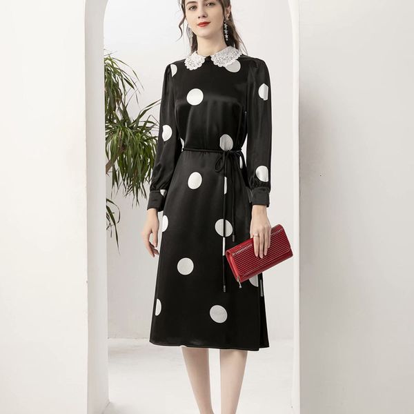 

spring retro-soluble style in water frizzy flower diamond printing sleeve ball acetate dress of medium length, Black;gray