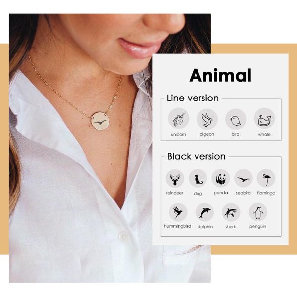 

pendant necklaces carlidana engrave custom panda necklace for women trendy choker female 316l stainless steel jewelry, Silver