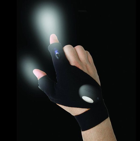 

outdoor fishing magic strap fingerless gloves led flashlight torch cover survival camping hiking cycling rescue tool gloves, Blue;gray