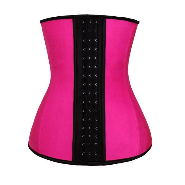 

women's shapers 3 hooks slimming body shaper waist trimmer belt 9 steel boned underbust corset latex trainer for weight loss, Black;white