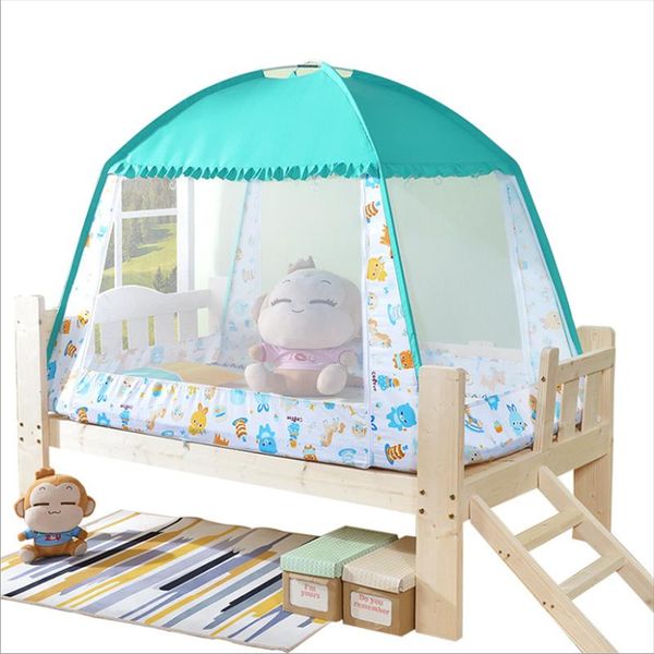 

crib netting born baby mosquito net bi-parting foldable mongolian yurt infant cartoon 3 colors canopy tent