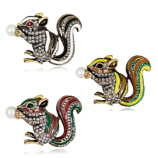 

pins, brooches rhinestone squirrel collar pins corsage animal badges jewelry for women, Gray