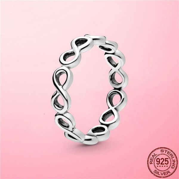 

love ring 2021 romantic 925 sterling silver simple infinity band for women stackable infinite jewelry gift, Slivery;golden