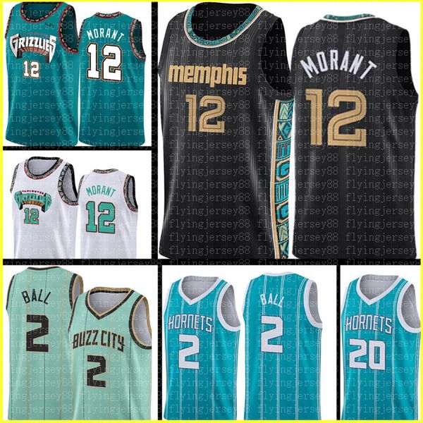 

ja 12 morant jersey mens lamelo 2 ball basketball jerseys gordon 20 hayward jersey green black white grey s-xxl, Black;red