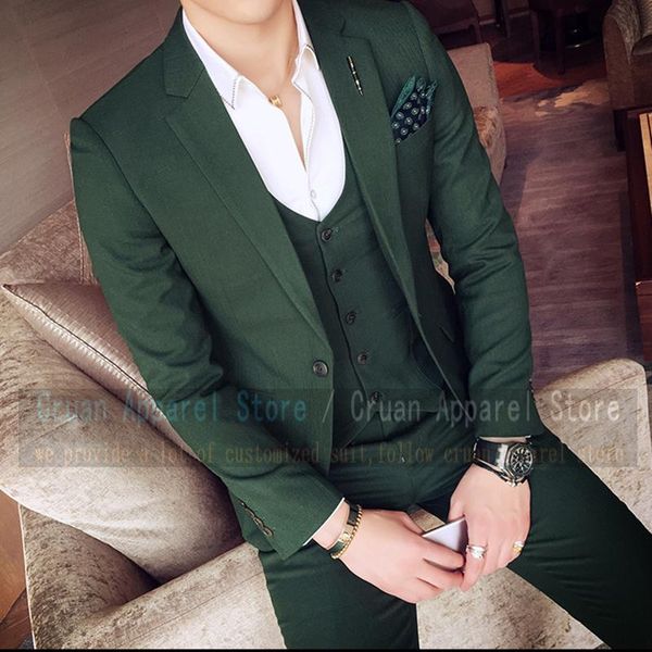 

men's suits & blazers tailor-made green wedding for groom man slim fit party prom men suit tuxedo gold buttons jacket vest pants 3 piec, White;black
