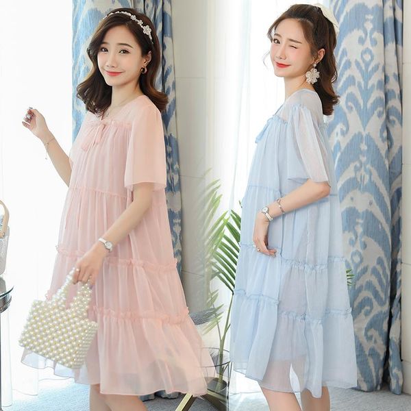 

arrive summer maternity dress woman cute chiffon large size dresses pregnant clothing md-02947, White