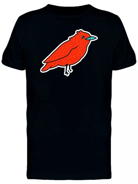 

bright red bird sticker men's tee -image by shutterstock, White;black