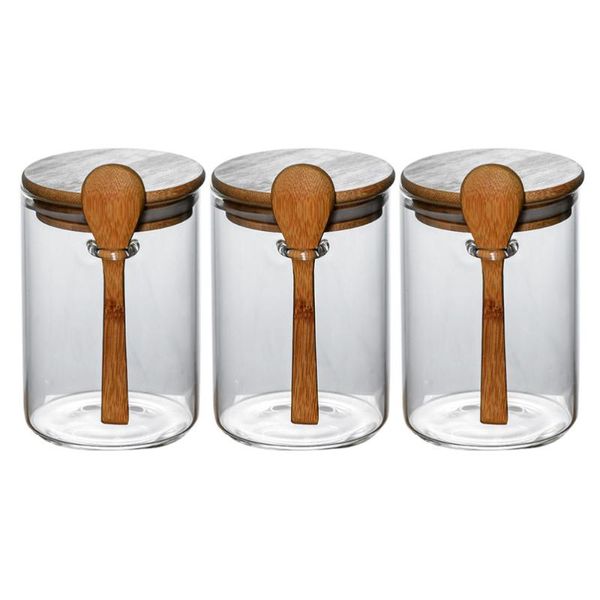 

storage bottles & jars 3pcs sealed transparent containers grains oats