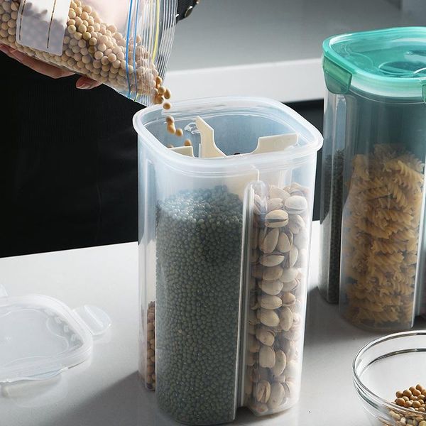 

storage bottles & jars nwe airtight kitchen grain multi-grain household sealed rice beans compartment plastic box