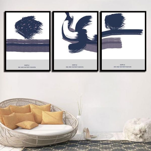 

paintings nordic style canvas a4 posters printing simple ink and water fashion painting office study wall art abstract pictures home decor