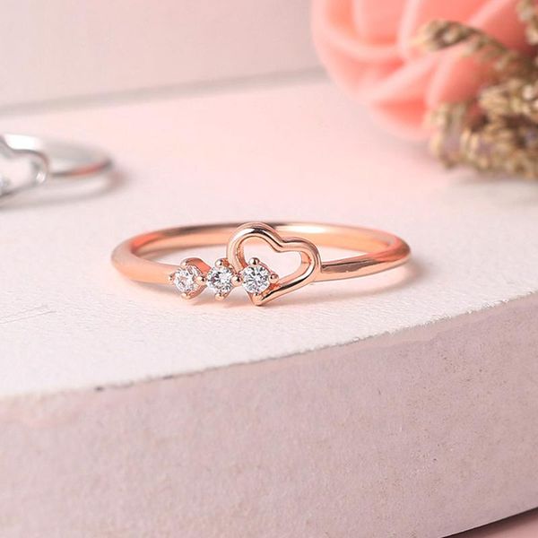 

rings for women jewellry simple cute love heart cz rose gold color wedding bride gift fashion jewelry wholesale r210 cluster, Golden;silver