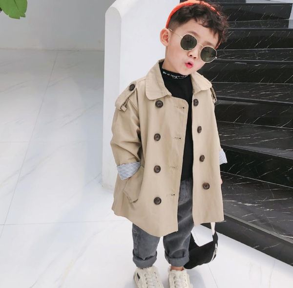 

tench coats autumn korean style fashion boys oversized trench jackets kids loose striped patchwork long children outwears, Camo