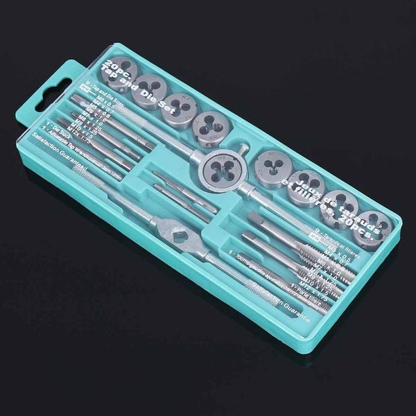 

hand tools 12/20pcs tap and die set multifunction screw thread metric taps wrench dies diy kit external cutting tapping