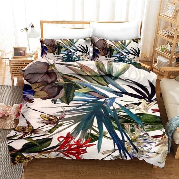

bedding sets 100% quality duvet cover tropical rainforest flowers set cotton eu double 200x200 cm  king bed wholesale