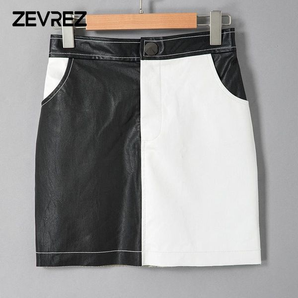 

skirts s-3xl plus size pencil skirt autumn 2021 black and white stitching work office slim women's tight mini zevrez