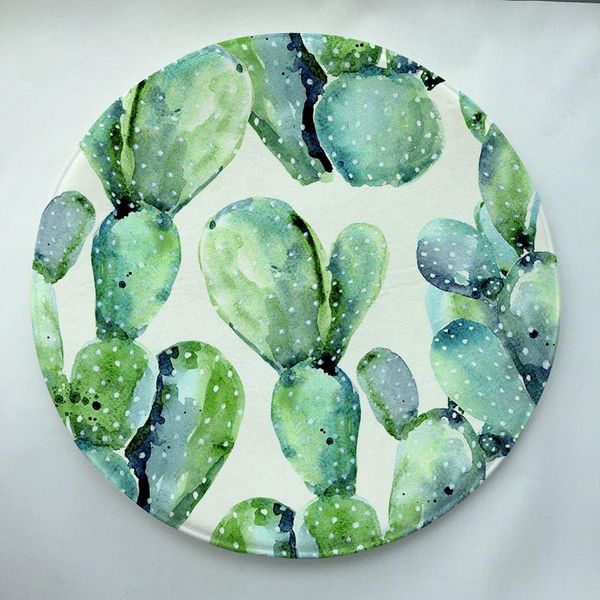 

60x60cm the cactus print custom round doormat non-slip rug pad carpet kids room home decor floor mat water absorption carpets