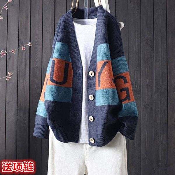 

short knitwear in autumn, knitted cardigan autumn and loose women's coat, literary versatile color matchg, Black;brown