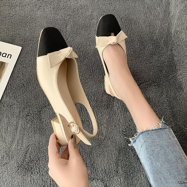 

sandals female sandal fashion womens shoes 2021 clear heels med girls luxury closed retro medium bow comfort beige block summer squa, Black
