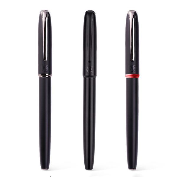 

picasso pimio black metal fountain pen ef/m/bent nib 0.38/0.6/1.0mm red ring matte barrel office business gift ink pens