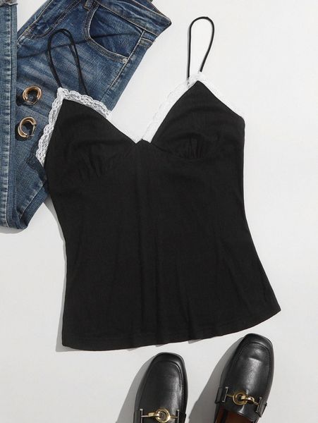 

lace trim cami z8cm#, White