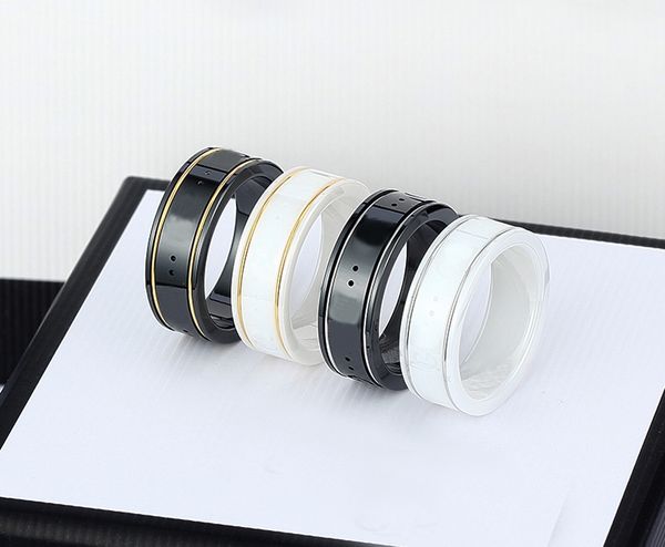 

2022 ceramic band rings black white for women men jewelry gold silver ring
