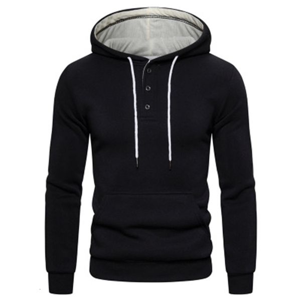 

men's hoodies & sweatshirts fall spring cotton hoodied s solid hoody fleece thick sportswear two-button 0dzp, Black