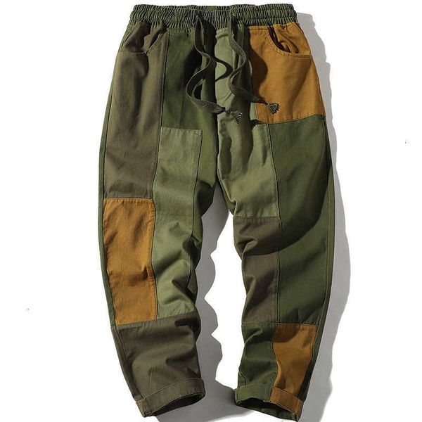 

men's pants autumn harajuku jogger leisure trousers men hip hop streetwear cargo mens patchwork cotton casual ytms tje0, Black