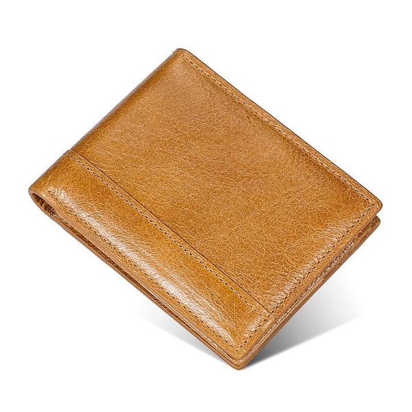 

style cowhide anti-rfid men's wallet multifunctional european and american money clip oil wax leather gifts wallets, Red;black