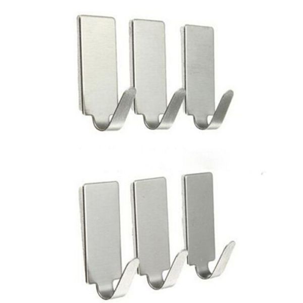 6PCS Edelstahl Eisen Hause Halter Haken Aufhänger Für Holz Oberfläche Kunststoff Oberfläche Glas Hängende Kleidung Taschen Haken 3,5*1,4 CM