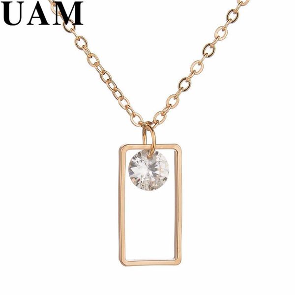 

pendant necklaces uam punk jewelry copper gold color geometric pendants for women mother gift short necklace collares, Silver