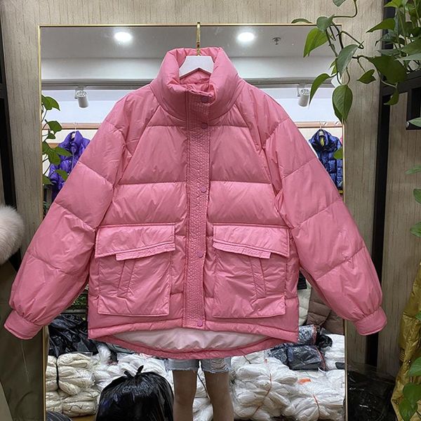 

women's down & parkas ailegogo women winter puffer jacket short bubble coat 90% white duck light orange pink warm snow outwear, Black