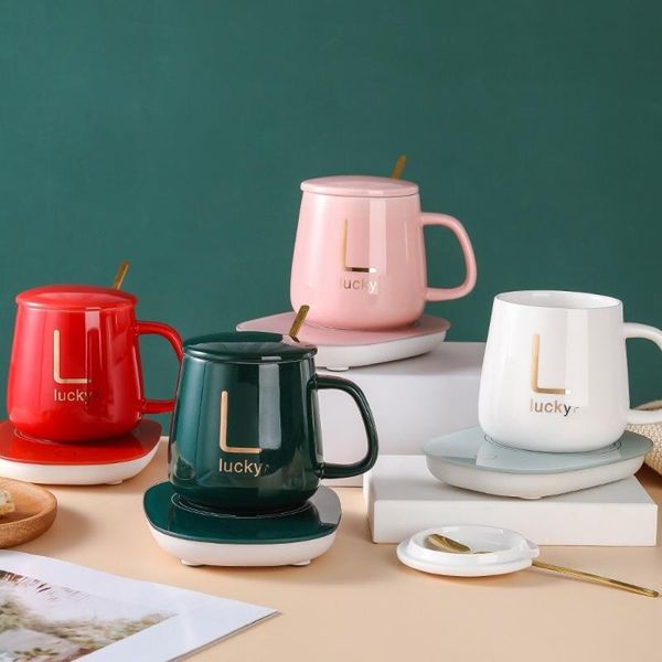 

ceramic insulation mug 55 degree thermostat cup high-end gift box heating milk business office coffee mugs