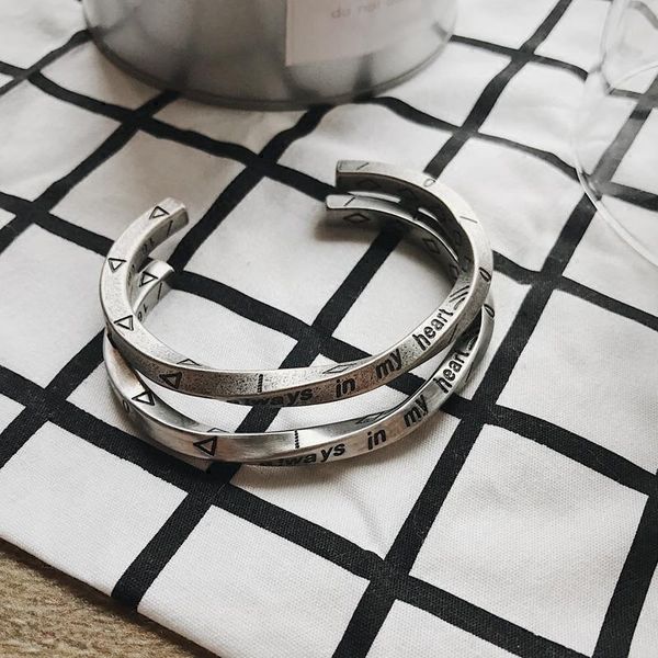

viking war bracelet mobius european and american style personality couple men women thick thin titanium steel b bangle, Black