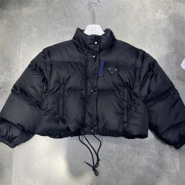 

2022 winter jackets designer jacket for women down parkas with letters fashion coats adjustable waist streetwear triangle label short bread, Black