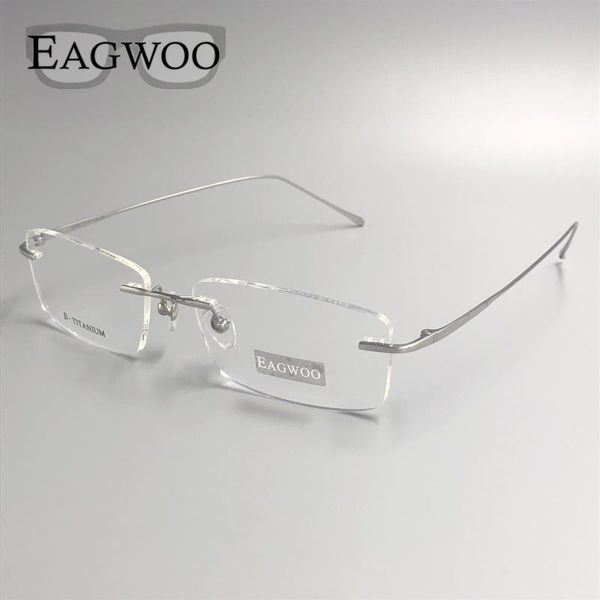 

fashion sunglasses frames pure titanium eyeglasses rimless optical frame prescription spectacle frameless glasses for wide face with long te, Black