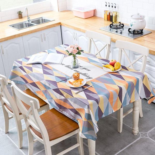 

table cloth nordic fresh decor style geometry polygon waterproof tablecloth linen digital printed home kitchens decoration