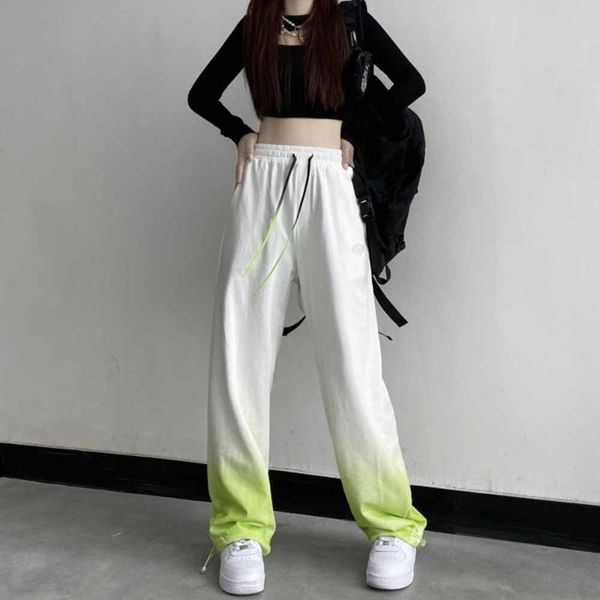 

women's pants & capris fashion drawstring women gradient color tie dye sweatpants straight casual loose female trousers harajuku, Black;white