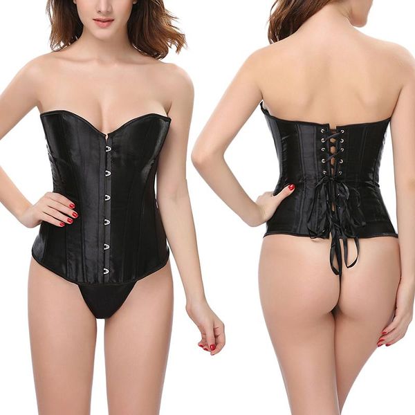 

women's shapers women boned bustier strapless solid color cross tie up overbust bridal gown dress belly corsets waist trainer, Black;white