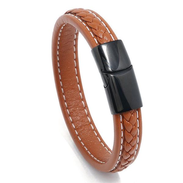

bangle european and american fashion retro genuine leather men's bracelet, personality all-match classic trendy male jewelry, Black