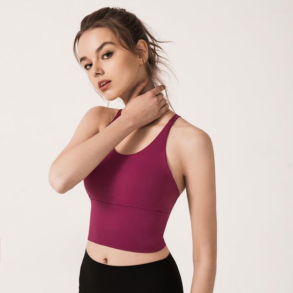 Işık Desteği Strappy Spor Sutyen Kadın Kafes Etkili Yoga Spor Mahsul Üst Comfy Wirefree Sütyen Spor Femme Fitness Yelek Tank Tops Kıyafet