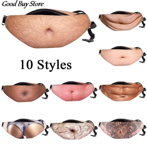 

funny big tummy money waist bags dad bag fashion travel chest creative phone pouch simulation beer belly belts pack pocket