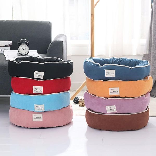 

kennels & pens round pet bed warm house for small medium dogs soft cushion puppy sleeping lounger mat dog basket kennel kitten nest cat