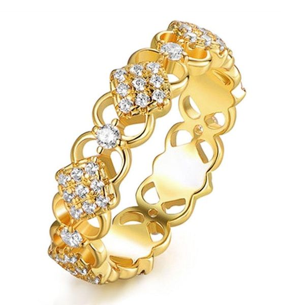 

wedding rings caoshi fashion gold color band jewelry delicate finger accessories micro paved zirconia daily wearable for women, Slivery;golden
