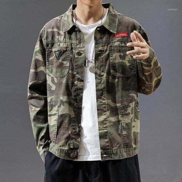 

men's jackets trendy camouflage overalls denim students all-match loose casual jacket korean coat men, Black;brown