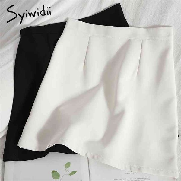 

mini white black pencil shirt summer korean fashion clothing high waist causal punk skirts for girl 210607