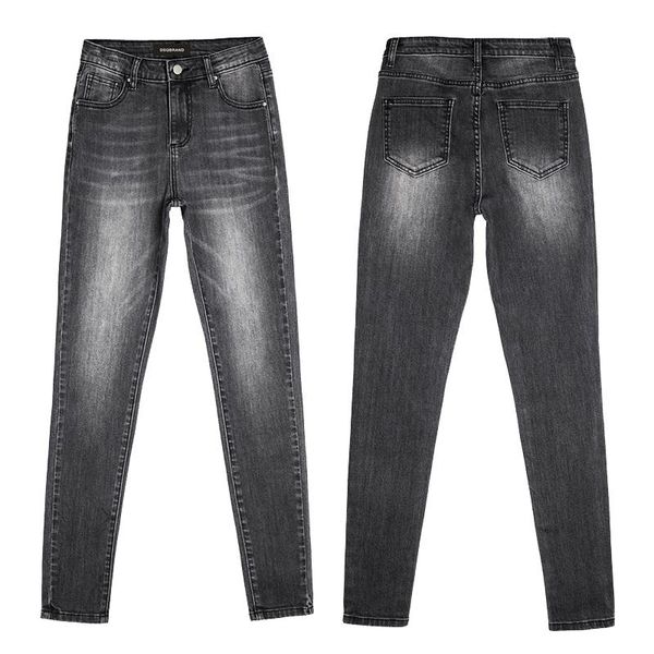 

women's jeans dsqbrand stretch slim classic luxury grey letter inside summer -selling global pants trend, Blue