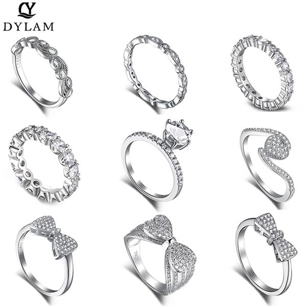 

dylam diamond wedding engagement rings for women 925 sterling silver zircon couple bow party banquet luxury 211217, Slivery;golden