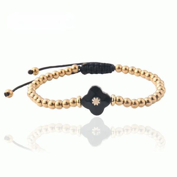 

charm bracelets stainless steel bead bangles for women fashion luxury jewelry clover brand collection wholesale, Golden;silver